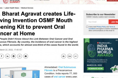 Cosmetic and Dental Implant SurgeonDr. Bharat Agravat's OSMF Mouth Opening Kit Featured In ET Health World Health News