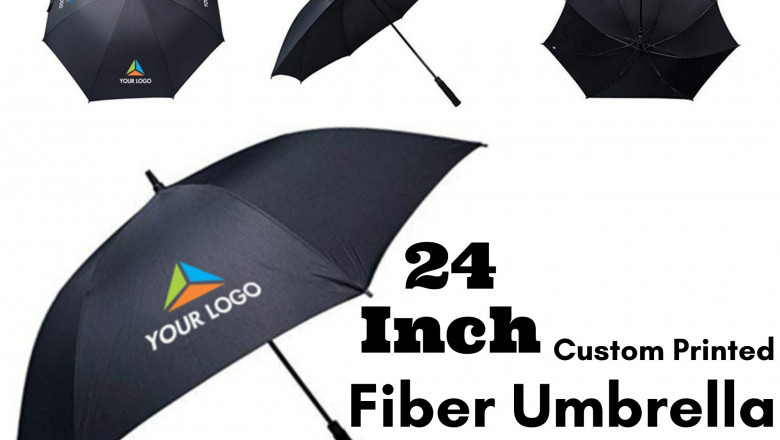 24 Inch Promotional Fiber Umbrellas With Company Logo Printed