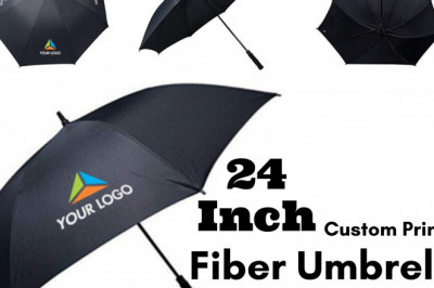 24 Inch Promotional Fiber Umbrellas With Company Logo Printed