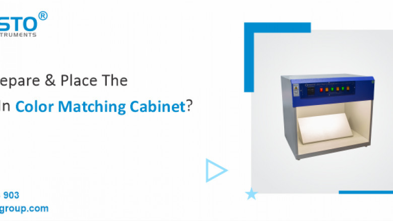 How do prepare & place the specimen in the Presto color matching cabinet?