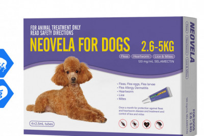 Neovela PURPLE for Dogs 2.6 to 5 Kg 4 Pipettes Flea Heartworm Prevention