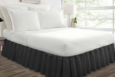 Dark Grey Ruffled Bed Skirt