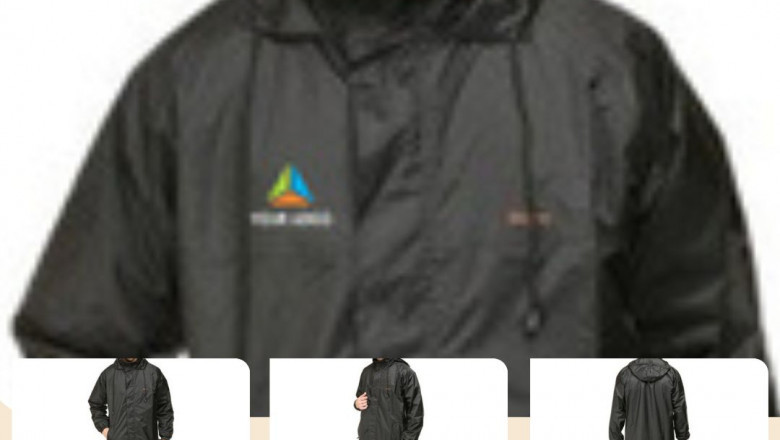 Buy Customised Plutus Mens Black Hooded Knee Length Rain Coat