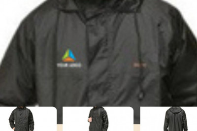 Buy Customised Plutus Mens Black Hooded Knee Length Rain Coat