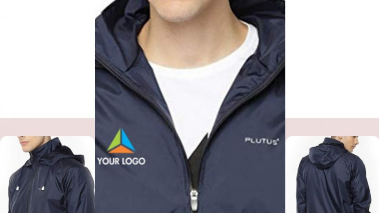 Buy Customised Plutus Men's Navy Blue Hooded Raincoat
