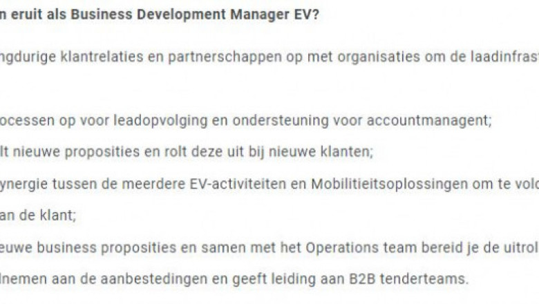 Nieuwe functie Business Development Manager