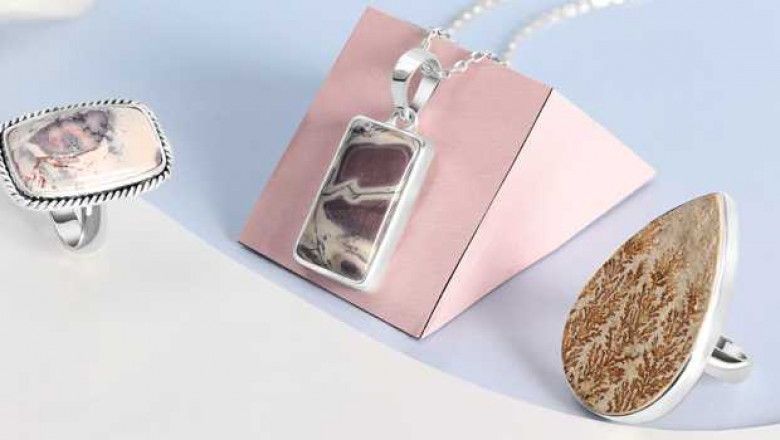 Gemstone Psilomelane-dendrite Rings & Pendants With Latest Design For Woman | Buy From Rananjayexports