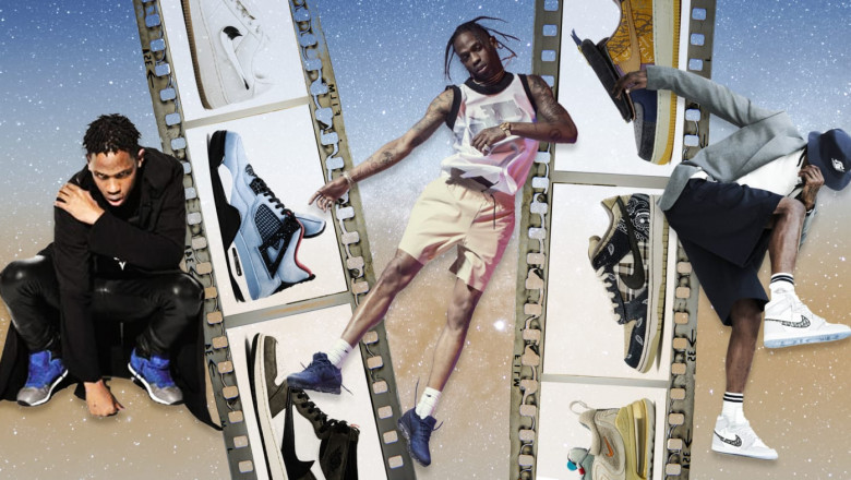 underneath reveled in Travis Scott Sneakers a contrasting Black hue