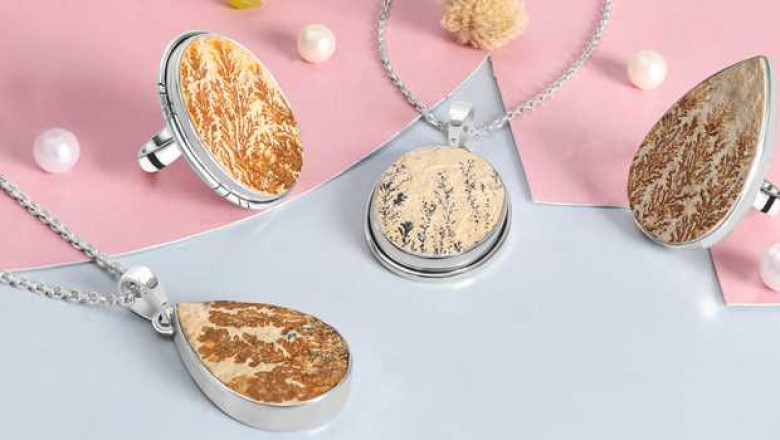 Gemstone Psilomelane-Dendrite Rings And Pendants With Latest Design