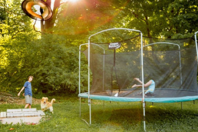 How should children's trampolines be accurately positioned?