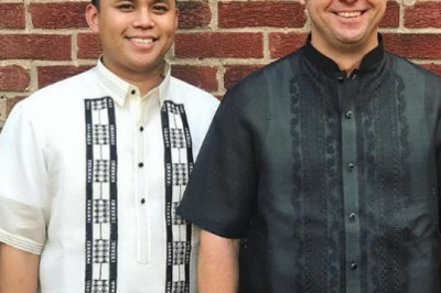 Short Sleeves Barong Tagalog Shirt in Black &  White