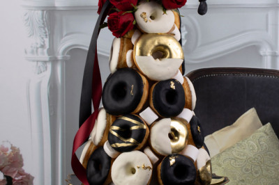 Celebrate your Graduation in the UAE with the most attractive and tasty 'Signature Red Roses - Graduation Donuts Tower'