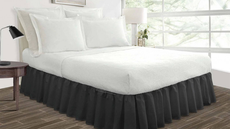 100% Microfiber Luxury Dark Grey Bed Skirt