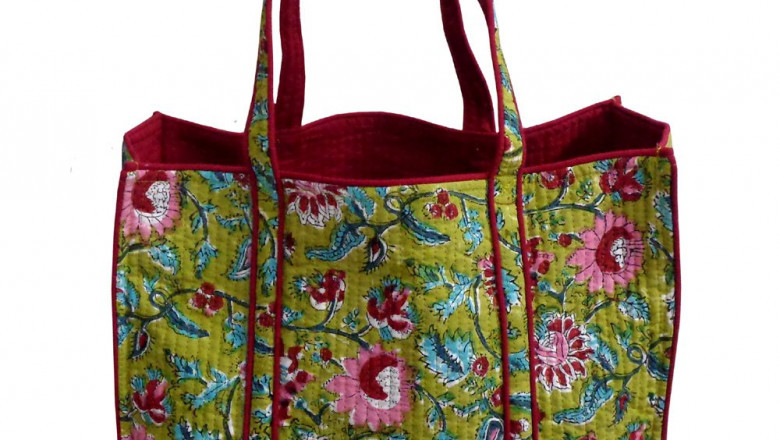 Hand Block Printed Cotton Tote Bags Wholesale