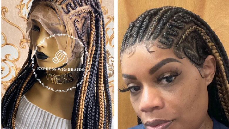 Knotless braided wigs - Large knotless braids with curly hair