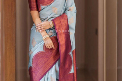 Vani Bhojan’s regal look in a pastel blue silk saree