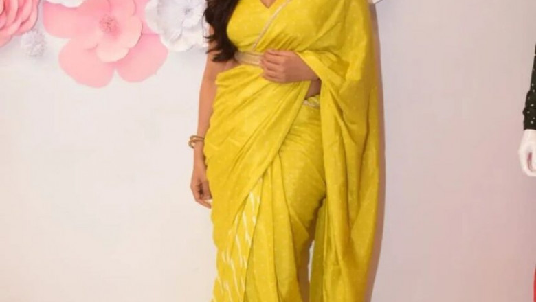 Actress Chitrangda Singh in a muslin yellow saree by True Browns