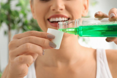 As part of the daily mouth hygiene routine, mouthwash is used to clean the mouth