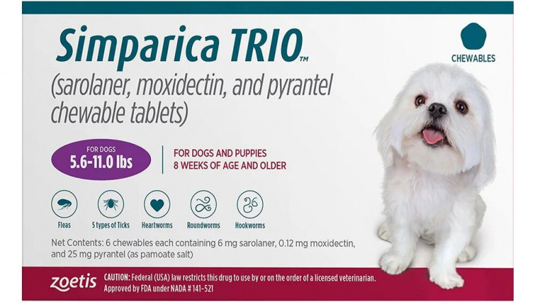 Buy Simparica Trio for Dogs for 5.6-11lbs (Purple) with Free Shipping|petcaresupplies